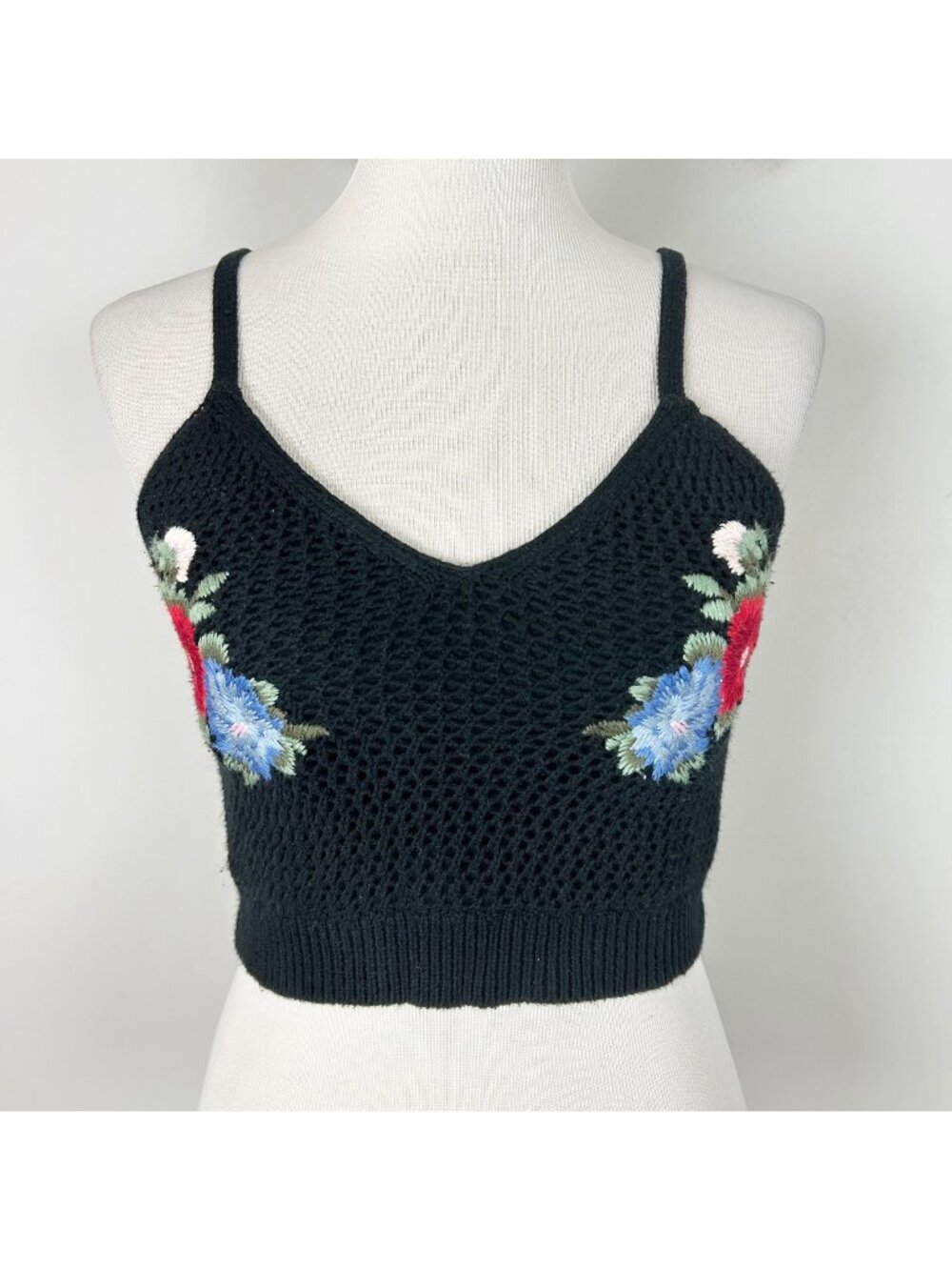 American Eagle Embroidered Crochet Cropped Tank Top Size Small‎ Women's